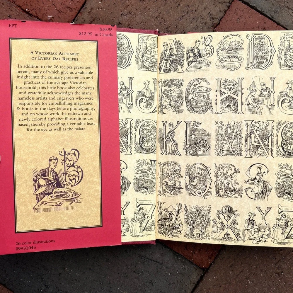 1993 A Victorian Alphabet of Every Day Recipes Lobster Engravings Foodie Food